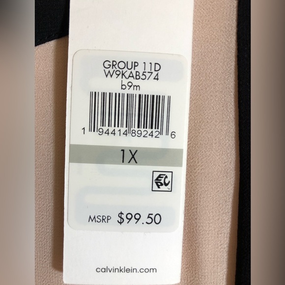 NWT Calvin Klein Chiffon Color Block Top 1X Light Pink & Black - Picture 3 of 8
